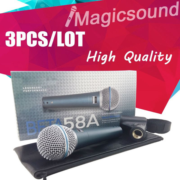3pcs beta58  vocal handheld dynamic wired microphone beta58 super-cardioid microfone beta 58 a mic