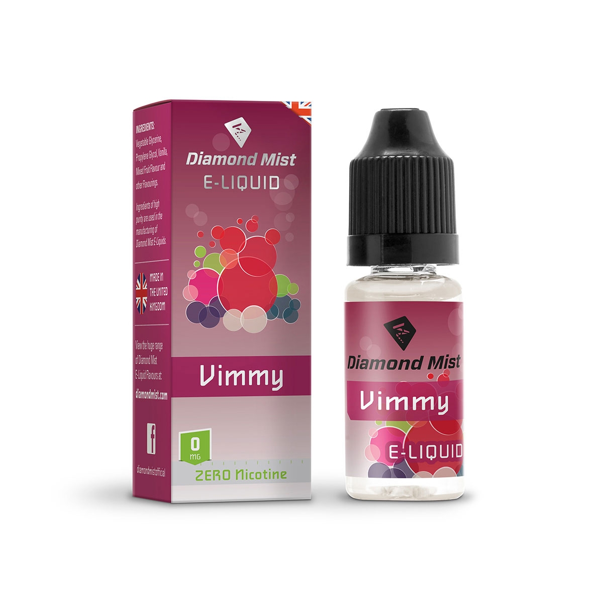 Diamond Mist e-Liquid Vimmy Flavour 10ml -  0mg Nicotine Free