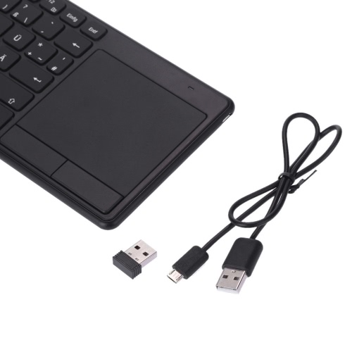 KKmoon 2.4G Wireless Ultra Slim Thin Multimedia Backlit Touch Keyboard German Deutsch DE with Touchpad Trackpad for MAC Desktop Laptop Tablet PC Smart TV