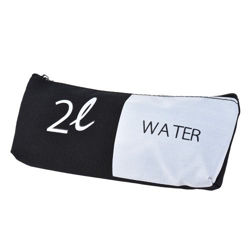 Simple Black&White Canvas Pencil Bag Case Zippered Large Capacity School Stationery Office Supplies Gift for Students