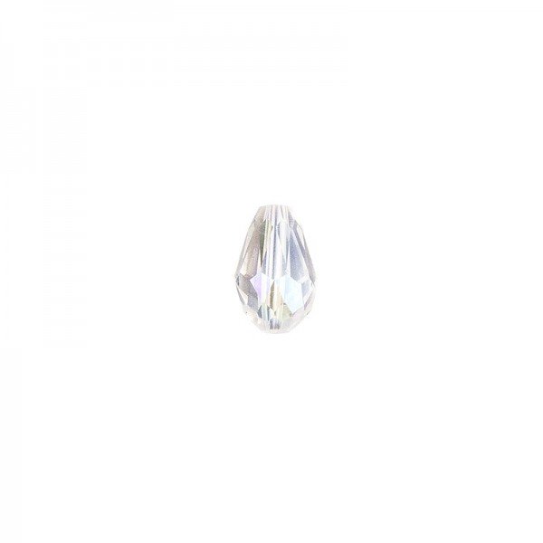 Perlen, Tropfen, facettiert, 0,8cm x 1,1cm, transparent-irisierend, 20 Stück