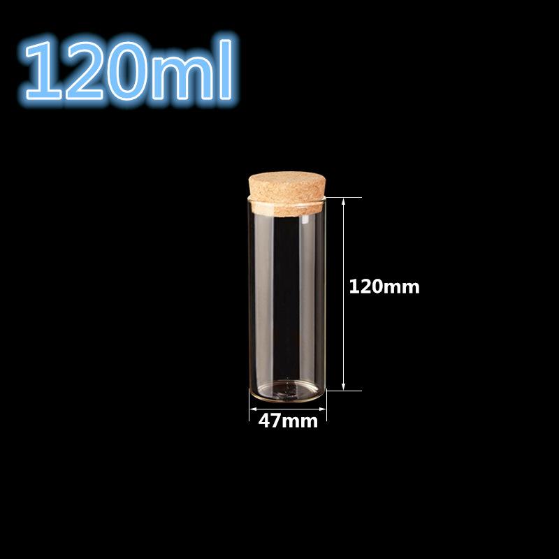 Wholesale- 47*120mm 120ml Glass Bottles Vials Jars Test Tube With Cork Stopper Empty Glass Transparent Clear Bottles 12pcs/lot