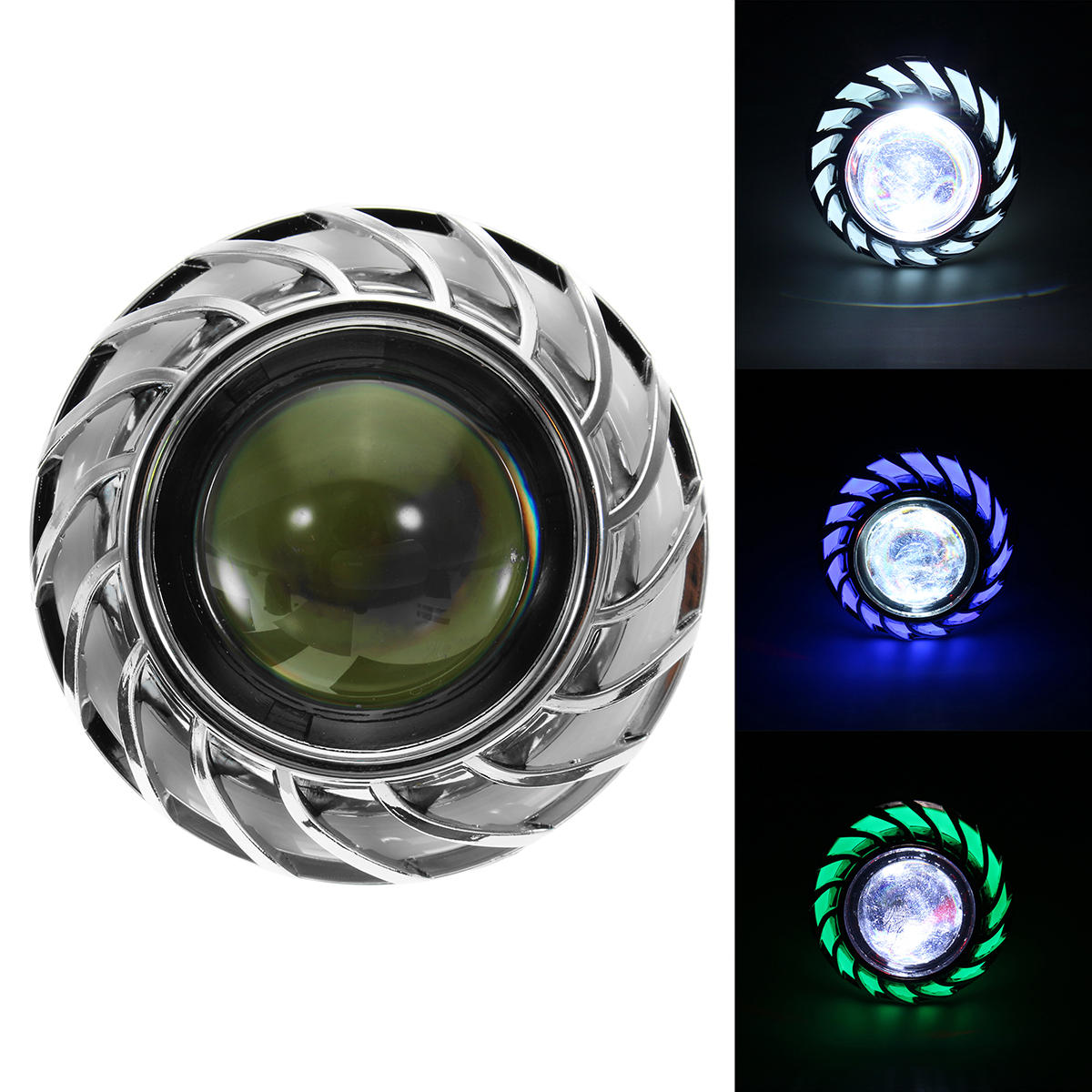 Double Color Round 8000K 30W High/Low Beam LED Headlights For Motorcycle Angel Eyes Devil Eye Light