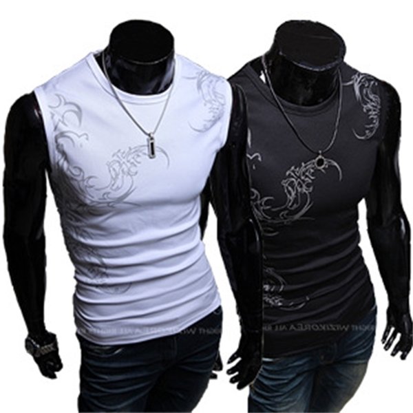 printed New tattoo totem quick drying mesh vest men's sleeveless T-shirt