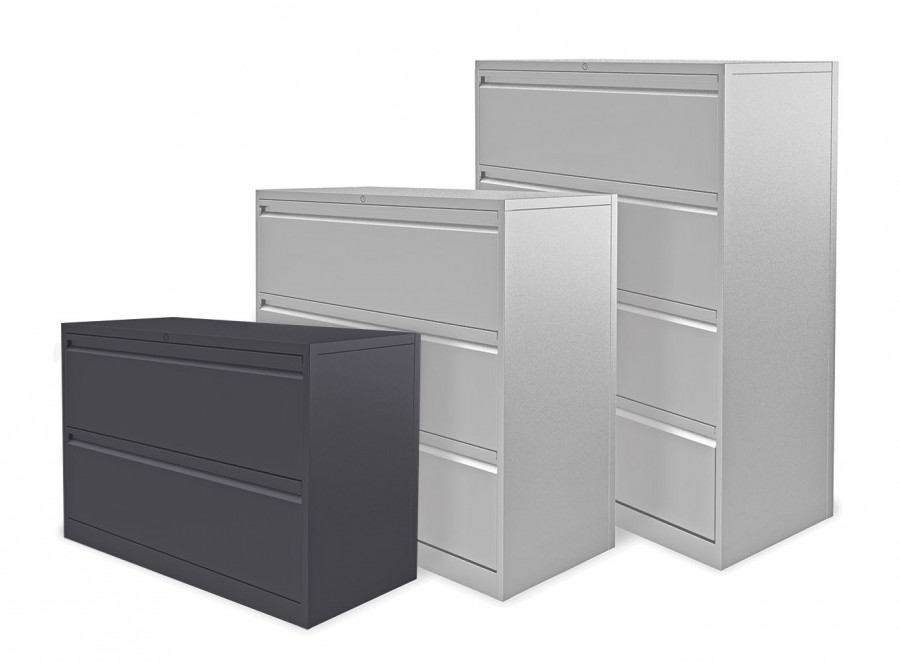 Executive Side Filing Cabinet- 2 Individual Locking Drawers- Graphite Grey
