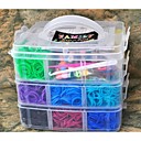 Pulseras de silicona estilo telar 4800pcs del arco iris DIY (4800pcs bandas, 12 s-clips, 1 telares, 3 gancho  1box, cuentas de colores)