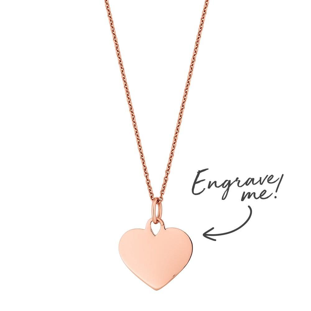 14ct Rose Gold Plated Sterling Silver 925 Heart Necklace - Personalise By Engraving
