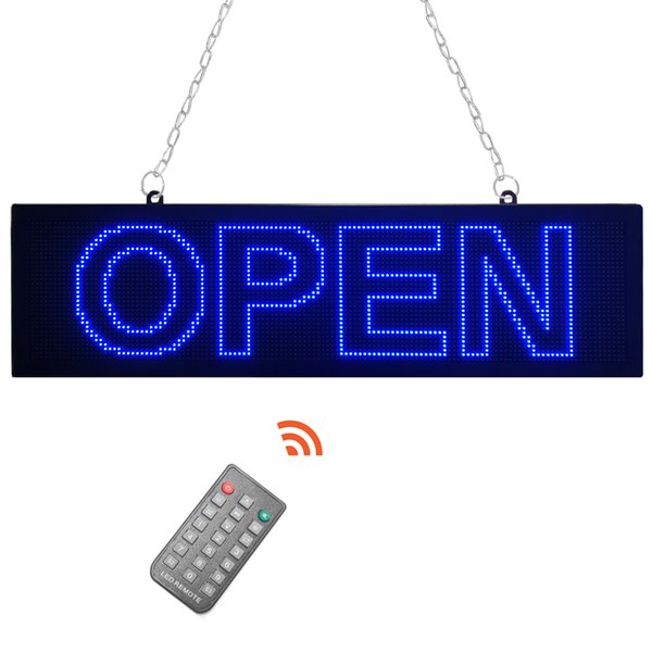 Led OPEN Sign 27" x 8" Business Displays with 9 Flashing Modes Flash, Steady Light or Scroll - Remote Controlled Outdoor Advertisement Board for Bars, Hotels