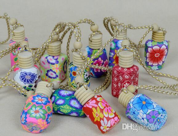 New Arrive 15 ml Car hang decoration polymer clay essence oil Perfume bottle Hang rope empty bottle