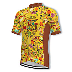 21Grams Men's Short Sleeve Cycling Jersey Spandex Yellow Bike Top Mountain Bike MTB Road Bike Cycling Breathable Quick Dry Sports Clothing Apparel / Athleisure Lightinthebox