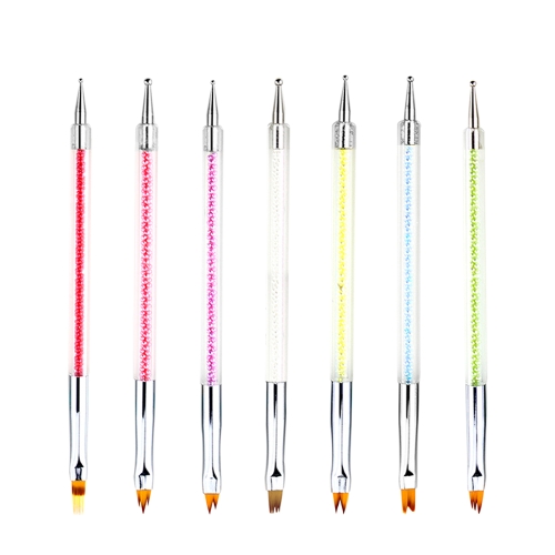 1 unids Dual-ended UV Gel French Nail Brushes para Moon Smile Building Pintura Dibujo Flores Gradient Dotting Nail Pen Square Lace Pen