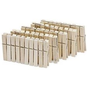 Nölle Wäscheklammern, aus Holz, Länge: 70 mm mit Metallfeder, im Blockpack - 1 Stück (738500)