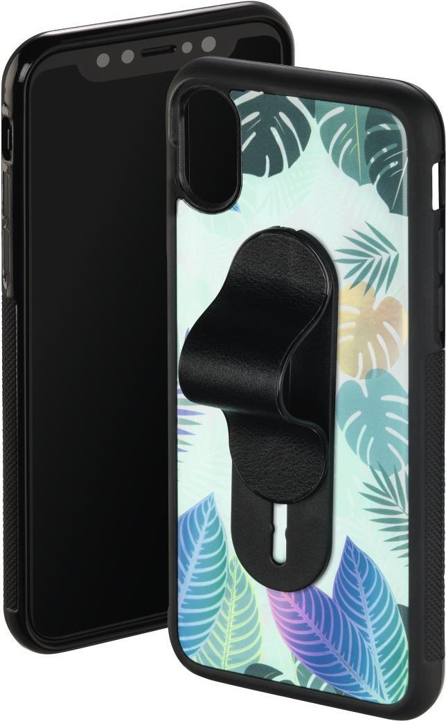 Hama Cover + Finger-Loop Tropical für Apple iPhone X, Grün (00172109)