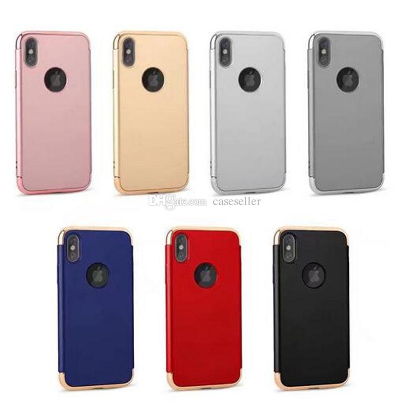 Ultra Thin Full Protection Electroplated 3 in 1 Case Hard PC Cell Phone Luxury Back Cover for iPhone X 8G 7 6S Plus Samsung galaxy S8 note 8