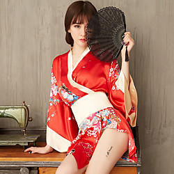 Geisha Adults' Women's Kimonos Outfits Japanese Traditional Kimono Bathrobe For Halloween Daily Wear Festival Silk Kimono Coat Waist Belt Lightinthebox
