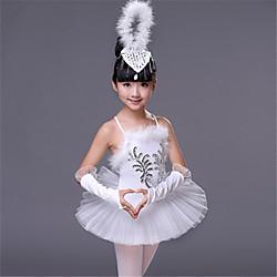 Ballet Dress Feathers / Fur Paillette Performance Sleeveless High Spandex