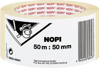 NOPI Maler Krepp Papierabdeckband, 50 mm x 50 m, beige flach gekreppt, mit einer Naturkautschukklebmasse - 1 Stück (55513-00001-00)