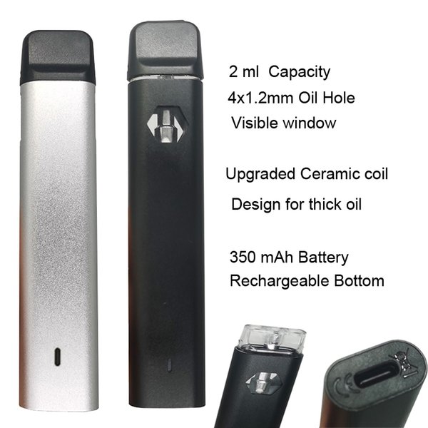Custom Made Disposable Vape Pen Pod Device E Cigarettes Starter Kits 2ML Empty Palm Pods 350mAh Rechargeable Battery Thick Oil Vaporizer Pens OEM Box Packaging