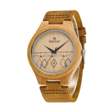 REDEAR Wooden Leather Watch