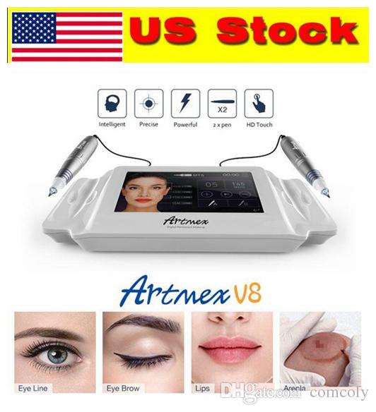 US Stock! Artmex V8 Digital Permanent Makeup Tattoo Machine Eyes Rotary Pen 2 in 1 MTS PMU System Touch Screen