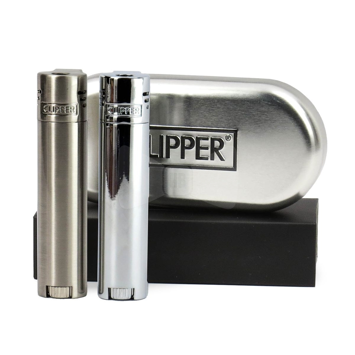 Clipper Full Metal Silver Jet Lighters Two Pack