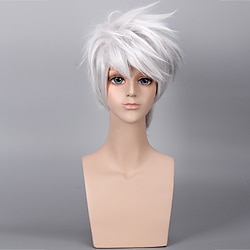 Anime Wig Silver White Soaring Reverse Curled Short Hair Cosplay Wig Lightinthebox