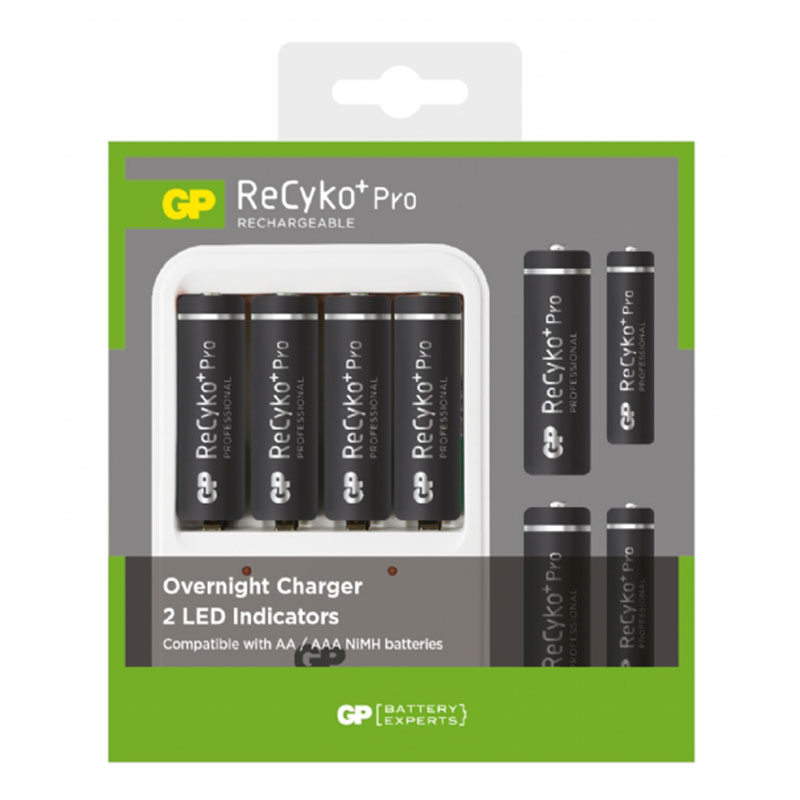 GP PB420 Battery Charger with 8x AA ReCyko+ Pro and 4x AAA ReCyko+ Pro Batteries