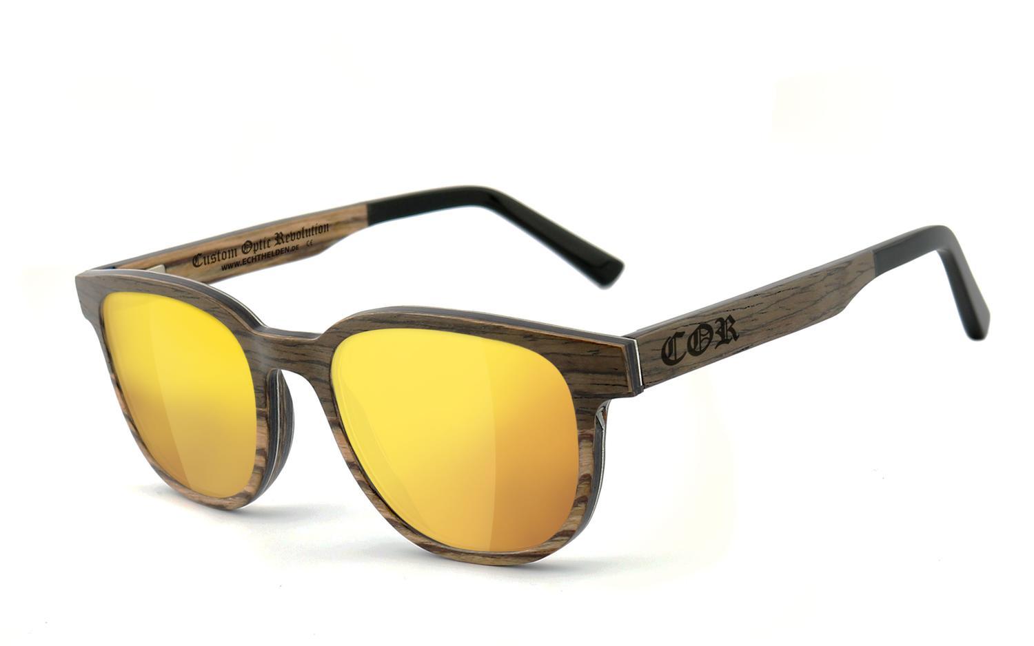 COR015 Holz Sonnenbrille - laser gold