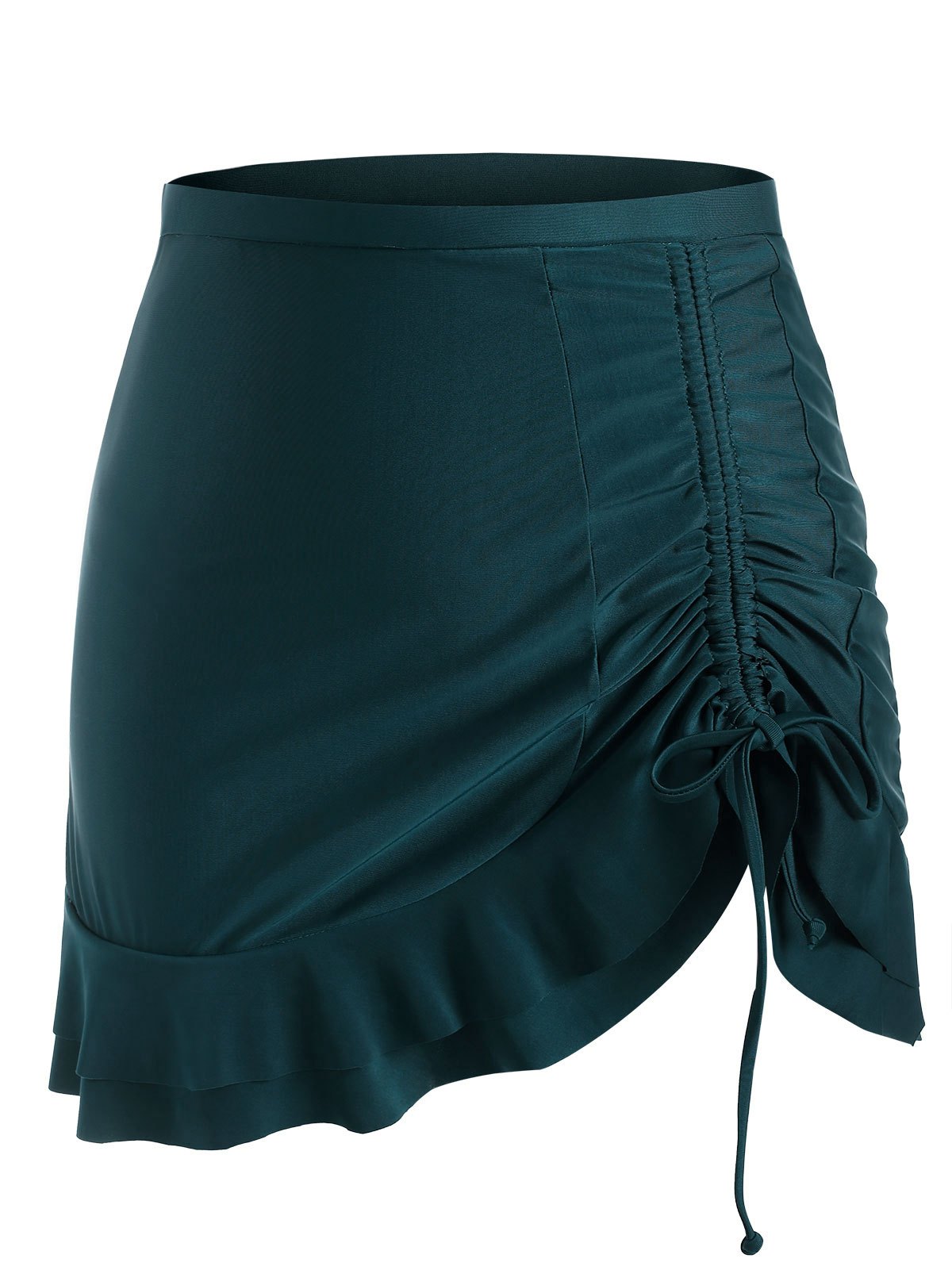 Peplum Hem Cinched Side Plus Size Swim Skirt