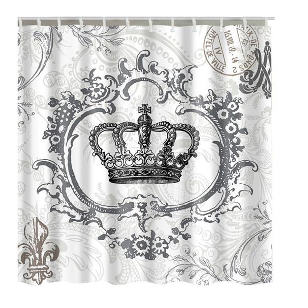 luxurysmart royal crown white fabric bathroom shower curtain liner w/ hooks polyester waterproof bathroom fabric shower curtain