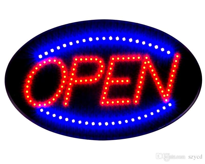 Ultra Bright LED Neon Light Animated Motion with ON/OFF OPEN Business Sign Oval 10x19" US Plug