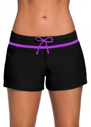 Contrast Piping Detail Bowknot Swimwear Shorts