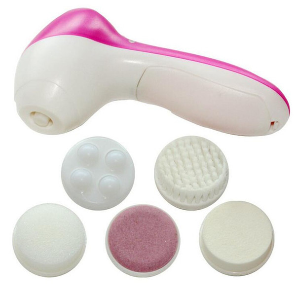 Mini Skin Beauty Massager Brush 5 in 1 Electric Wash Face Machine Facial Pore Cleaner Body Cleaning Massage Free Shipping ZA1911