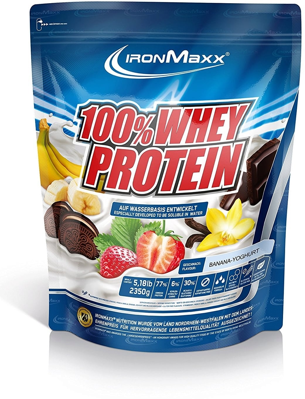 ironMaxx 100% Whey Protein 2350g Beutel - Banane-Yoghurt