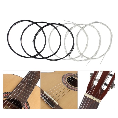 6pcs / set (0,028 à 0,043) Cordes Guitare Classique Nylon Deux Couleurs Tension normale