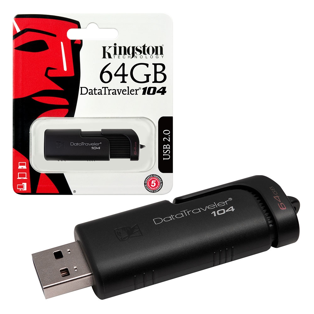 Kingston Data Traveler 104 USB 2.0 Flash Drive Memory Stick - 64GB