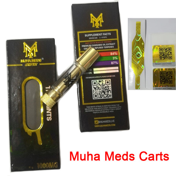 Muha Meds Carts Live Resin Vape Cart .8ml Ceramic Coil Empty Vape Pen Cartridge Round Tip Thick Oil Gold Carts New Packagin For 510 Battery