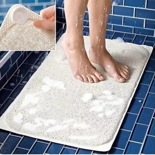 Alfombra de ducha blanca antideslizante para baño