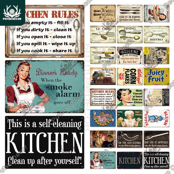 Kitchen Metal Sign Plaque Vintage Tin Retro s House Home Dinning Room Wall Decor sZ3B8