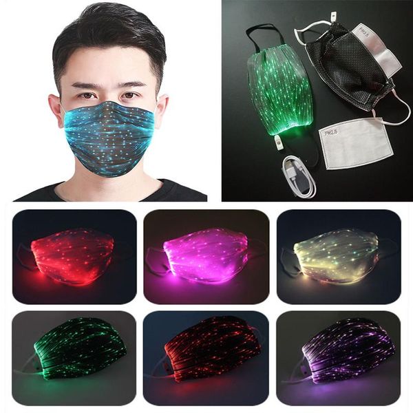 Fashion Glowing Mask With PM2.5 Filter 7 Colors Luminous LED Face Masks for Christmas Party Festival Masquerade Rave Mask