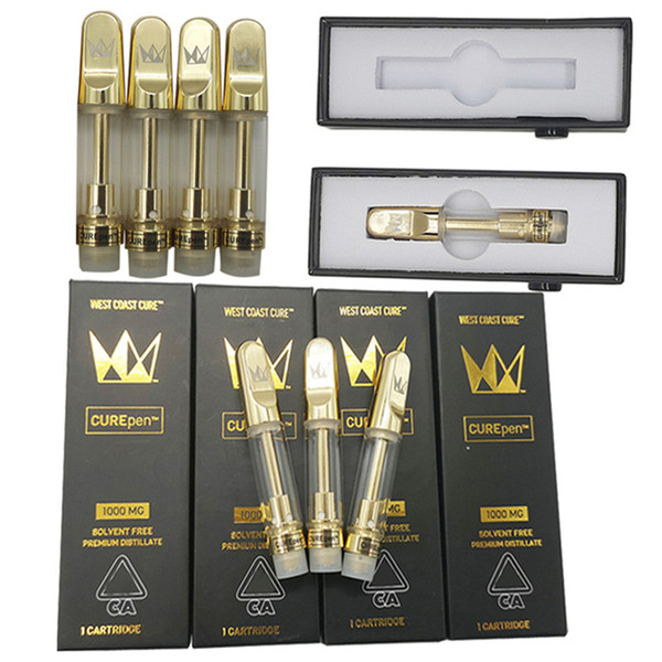 West Coast Cure Ceramic Vape Cartridge Curepen Empty Vape Pen 510 Thread Cartridge Packaging .8ML 1Ml Oil Atomizer E Cigarettes Vape Carts