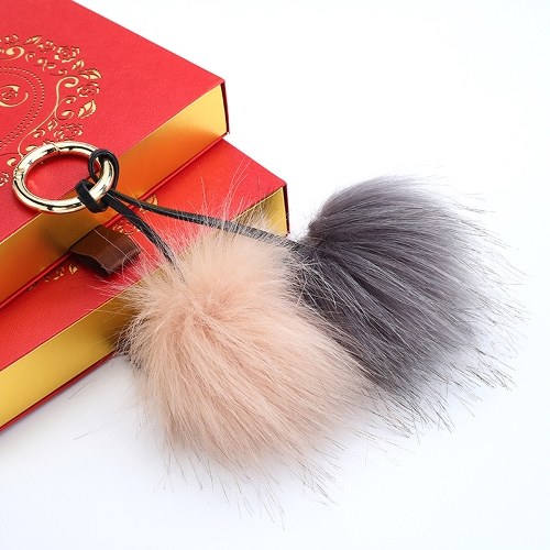 Soft Faux Fur Ball Key Chain Pompom Key Ring Handbag Purse Car Pendant Ornament Decor