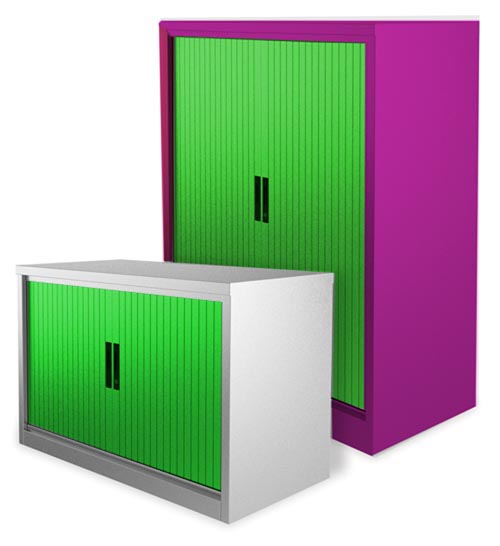 Tambour Door Storage Cupboards Two Tone 1200mm ( Your Choice of Colours )