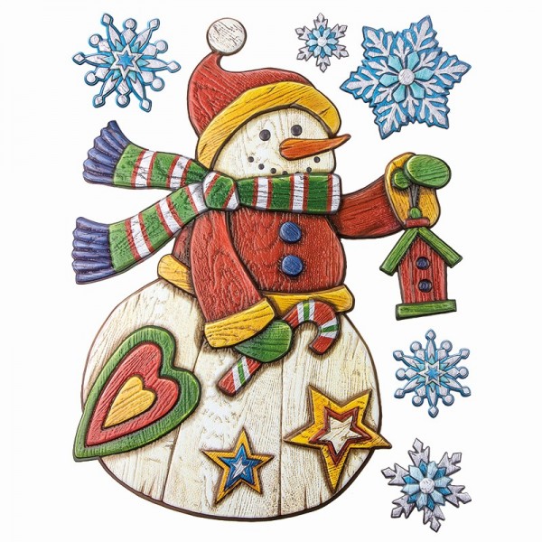 XL Relief-Sticker für die Wand, Schneemann 1, 35 cm x 27,5 cm