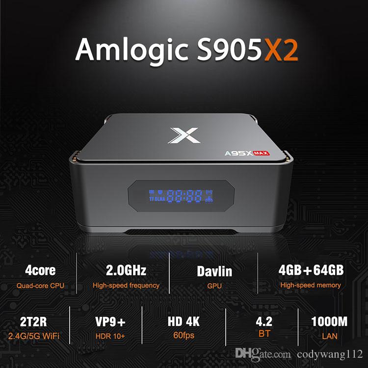 A95X MAX Android 8.1 TV Box Support Record Amlogic S905X2 2/4GB 32/64GB Smart TV 2.4G&5GHz Dual Wifi Bluetooth 4K Set top Box X96 Max