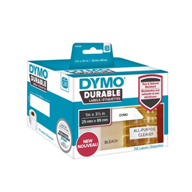 Dymo 1933081 LW Durable shelving label 25mm x 89mm Black on White