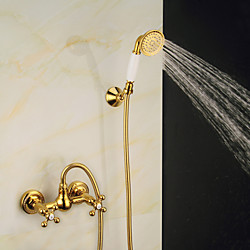 Brass Shower Faucet Set,Vintage Style Mount Outside Shower Faucet Taps with Rain Shower/Handshower and Hot/Cold Water Lightinthebox