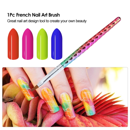 1Pc French Nail Art Brush Gradient Painting Pen UV Gel Painting Brush Nail Drawing Polishing Brush Nail Design Pen DIY Manicure Tool