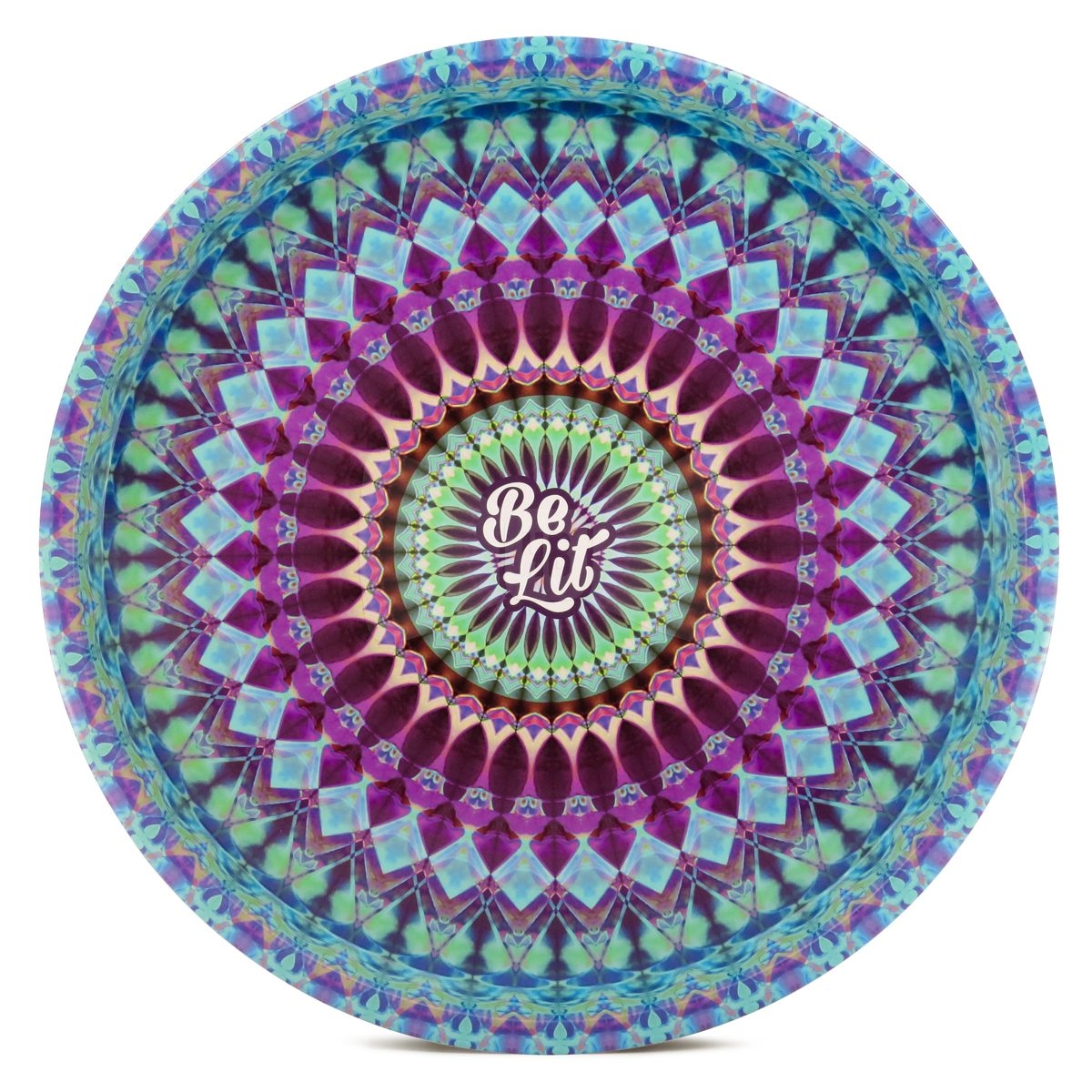 Be Lit Round Mandala in Blue Rolling Tray