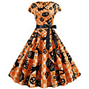 Potiron Robe Adultes Femme Rétro Vintage robe de vacances Halloween Halloween Fête / Célébration Polyester Orange Femme Facile Déguisement Carnaval